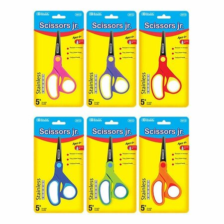 BAZIC PRODUCTS Soft Grip Pointed Tip Stainless Steel Scissors, 24PK BA36262
